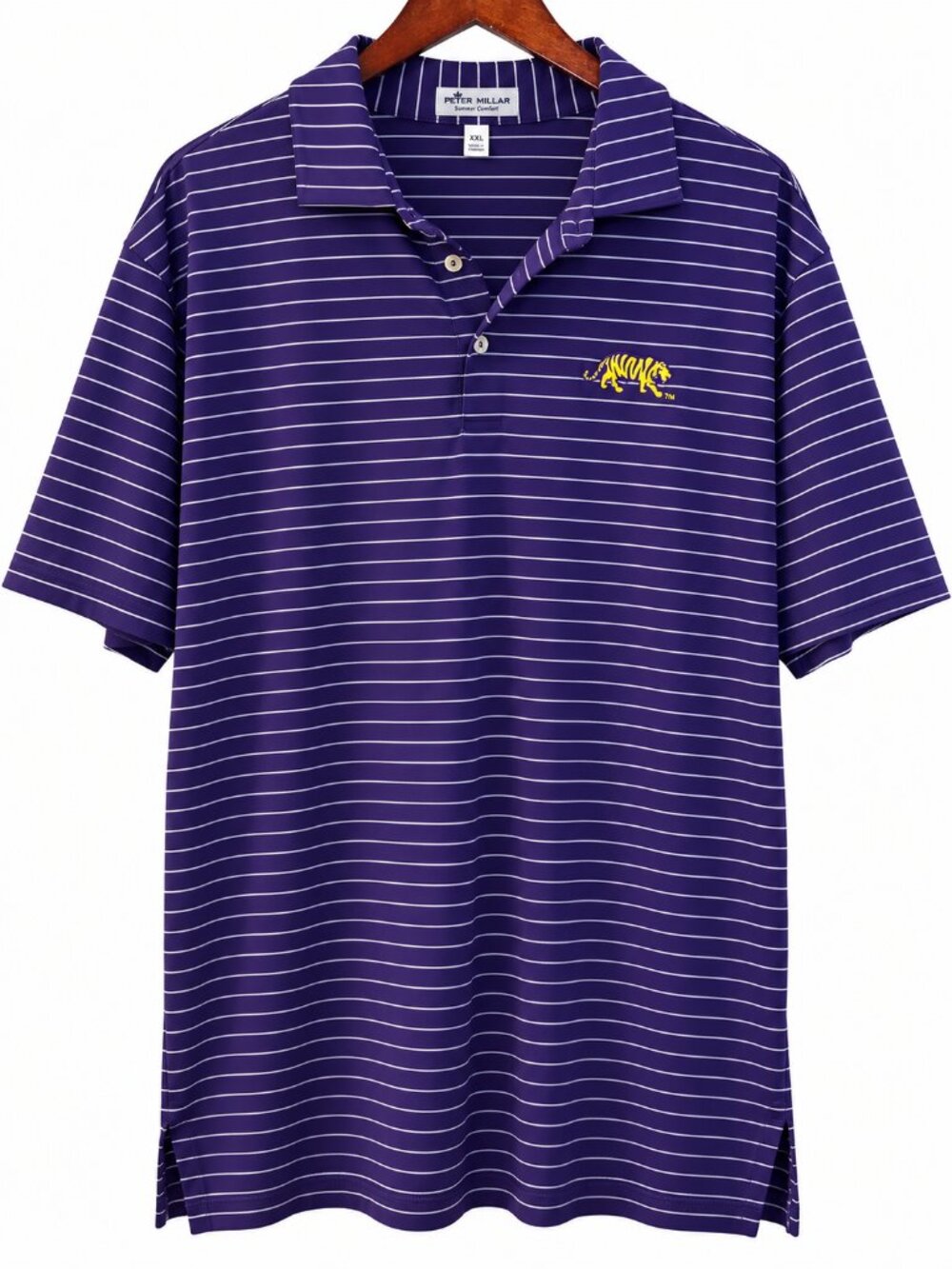 Peter Millar LSU Tigers Summer Comfort Stripe Golf Polo XXL Purple White
